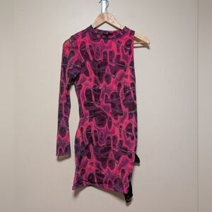 Poster Grl Pink Purple Barbed Wire Asymmetrical Buckle Dress Size M